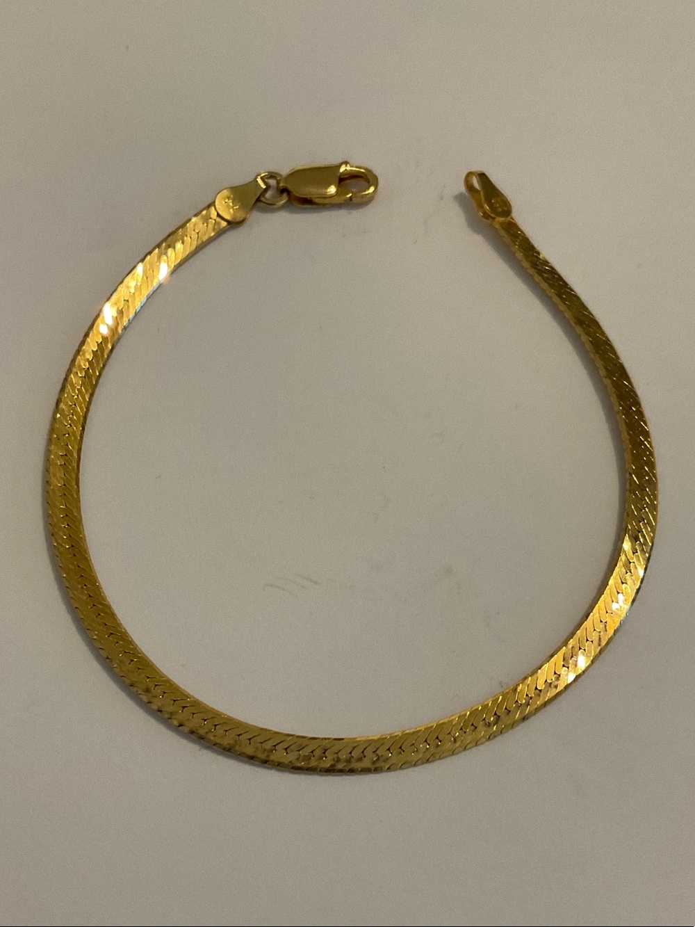 925 gold overlay heart herringbone bracelet